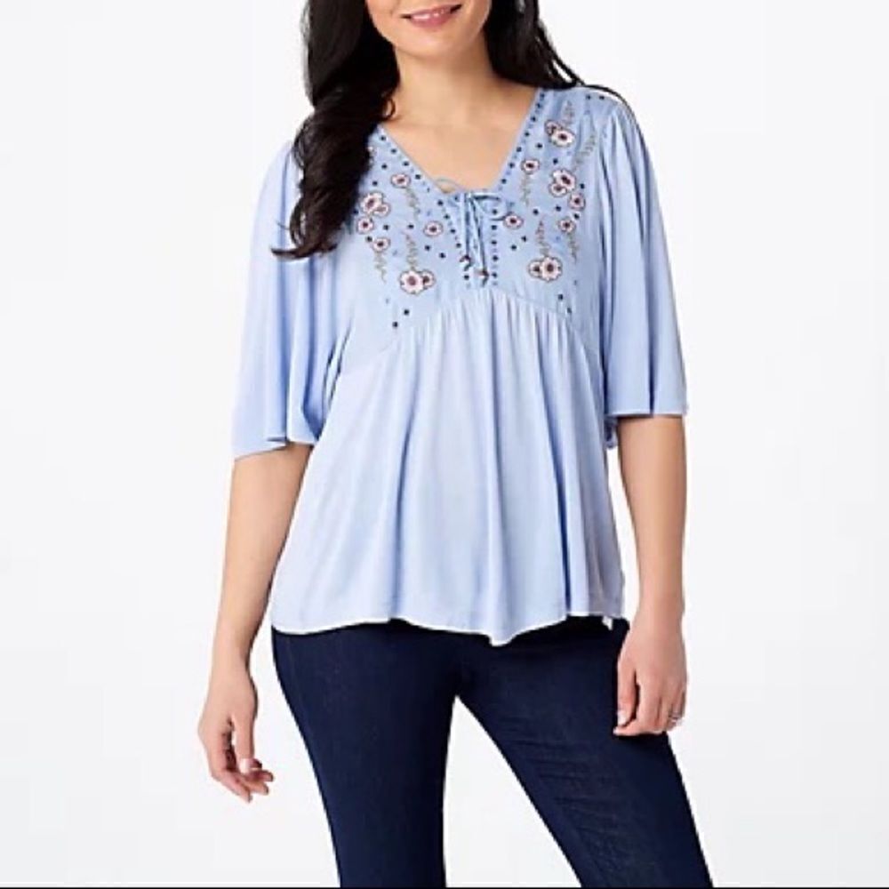 Haute Hippie Tribe "Willow" Floral Short Sleeve Blouse